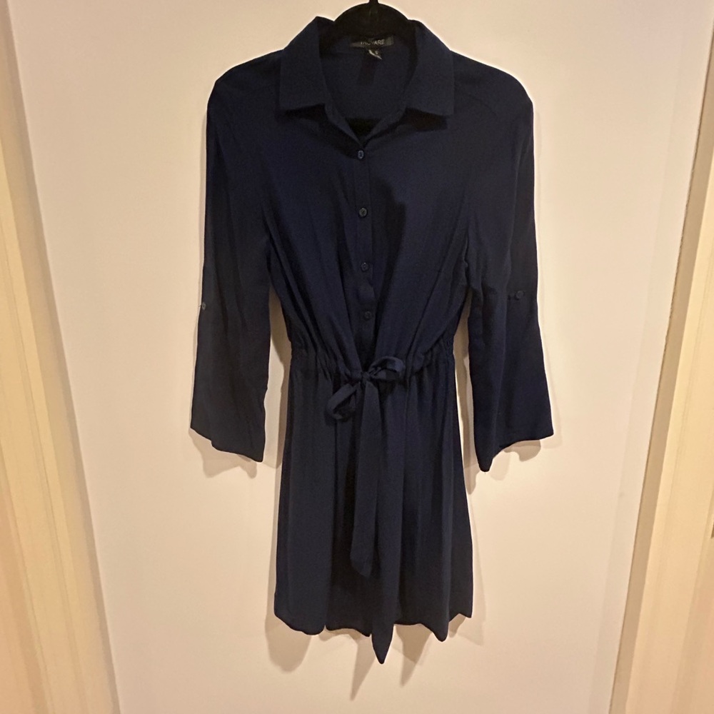 Navy Blue Button-Up Dress